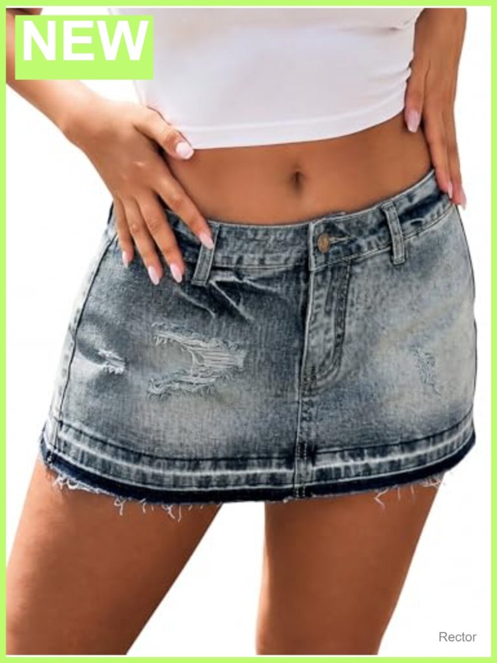 Women's Low Rise Denim Mini Skort Stretchy Y2K Distressed Jean Skirt
